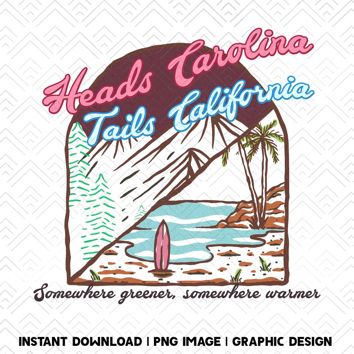 Heads Carolina Tails California Western Summer Sublimations Etsy