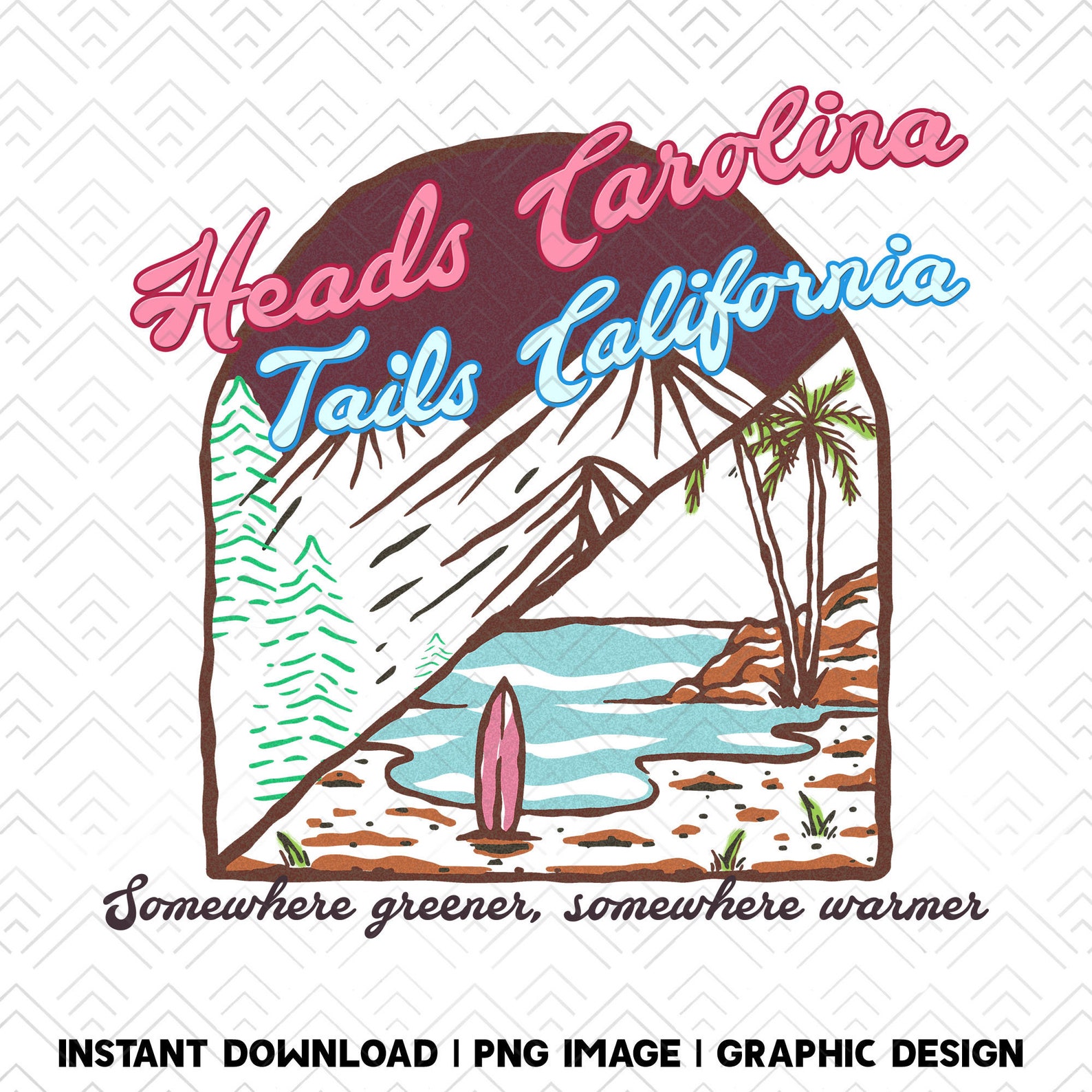 Heads Carolina Tails California Western Summer Sublimations Etsy