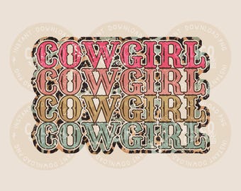 Western PNG | Colorful Cowgirl | DTF Sublimation Screen Print POD | Digital Download