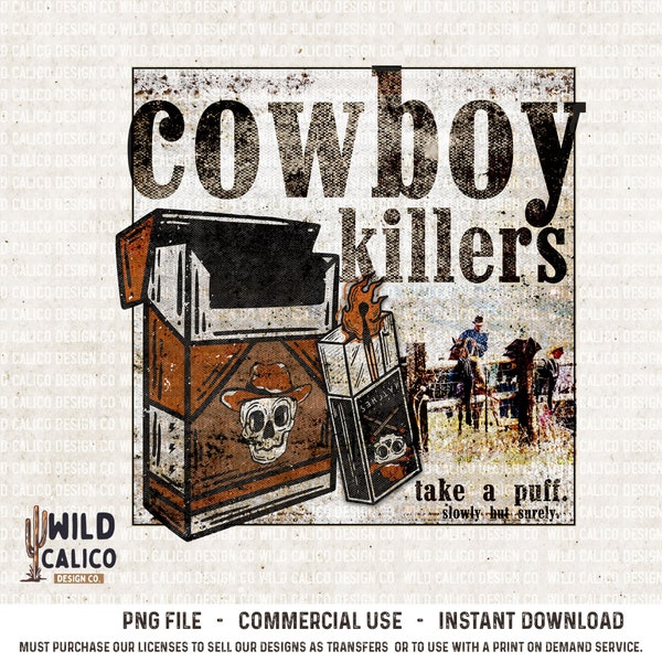 Cowboy Killers, Vintage Style Cowboy Skeleton | Western Sublimations, Designs Downloads, PNG Clipart, Shirt Design, Sublimation Download