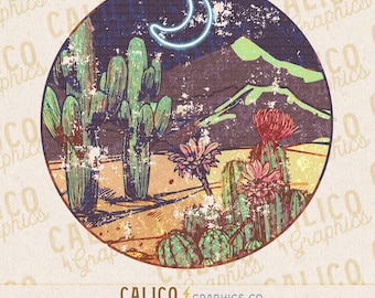 Neon Moon Desert PNG: Country Western Graphic (Digital Download)