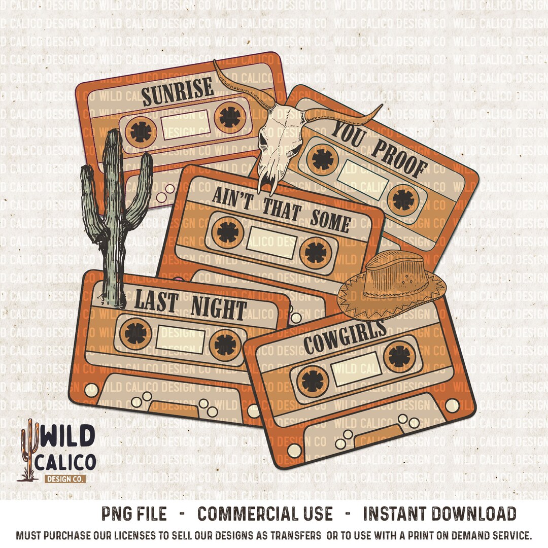 Country Cassette Tapes Country Music Sublimations Western Etsy