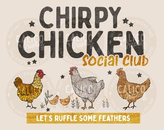 Western PNG | Chirpy Chicken Social Club | DTF Sublimation Screen Print POD | Digital Download