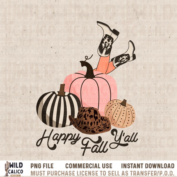 Happy Fall Y'all Cowgirl Pumpkins | Western PNG Sublimations, Designs Downloads, PNG Clipart, Shirt Design, Sublimation Download