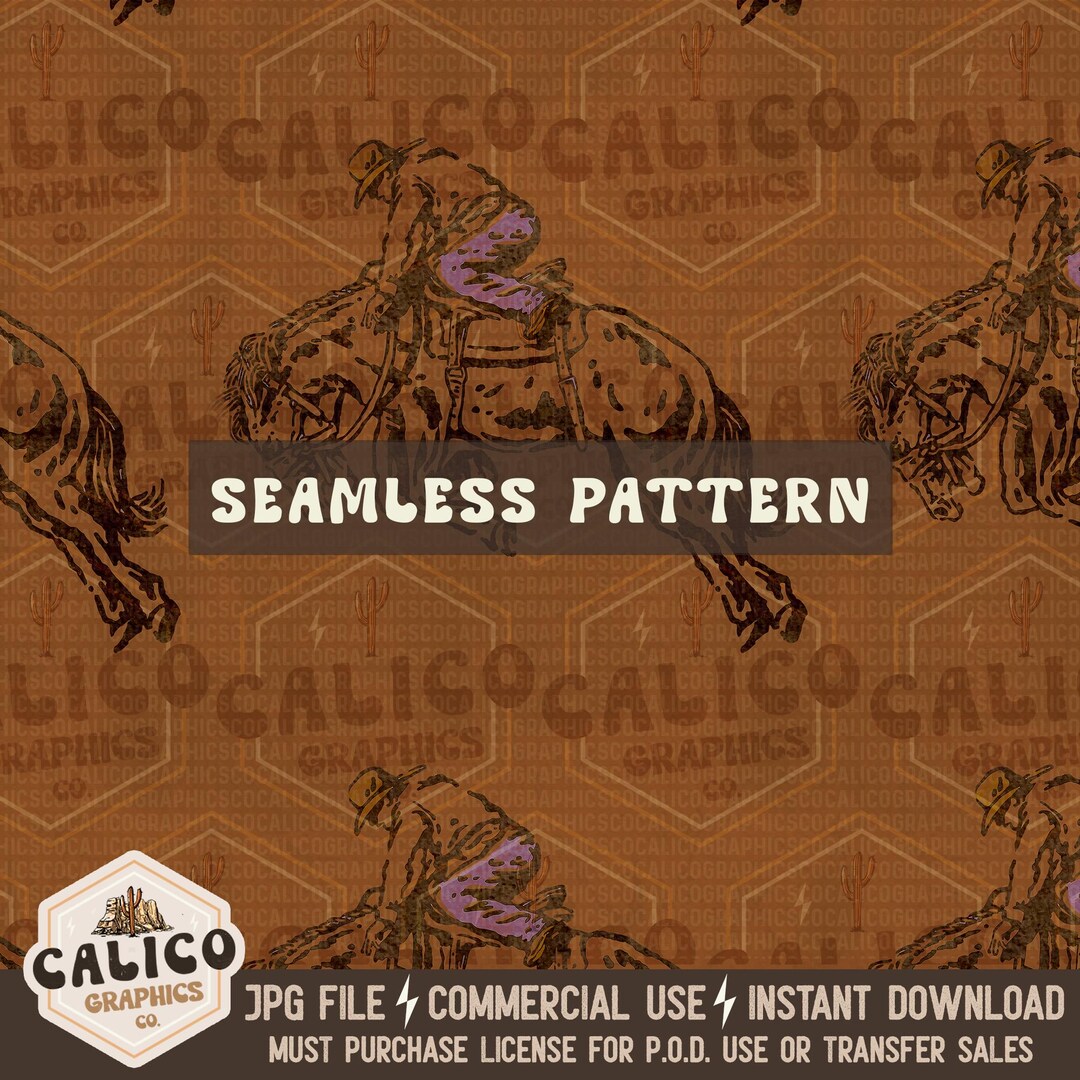 Rodeo Cowboy Seamless Pattern Western Instant Digital Download Trendy ...