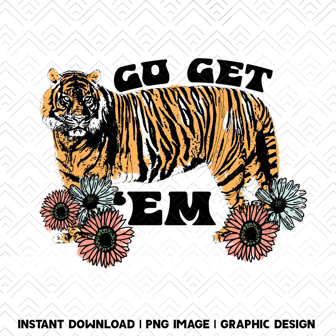 Go Get Em Tiger Motivational Retro Sublimations Vintage - Etsy