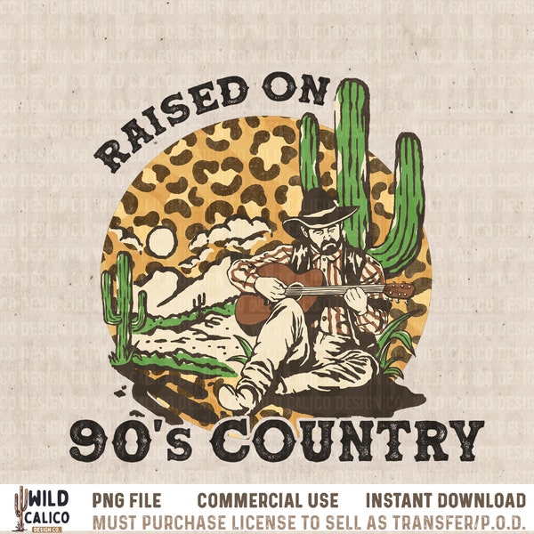 Raised On 90s Country Music | Retro Sublimations, Western Sublimations, Designs Downloads, PNG Clipart, Shirt Design, Sublimation Download