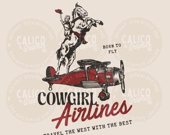 Cowgirl Airlines PNG | Western Graphic, Trendy Design (Digital Download)