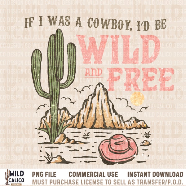 Wild and Free Cowboy Horses Desert | Retro Sublimations, Western PNG, Designs Downloads, PNG Clipart, Shirt Design, Sublimation Download