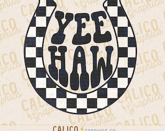 Yeehaw Horseshoe Checkered Western Instant Digital Download | Trendy Western Designs, Western PNG, Trendy Shirt PNG, Trendy PNG Download