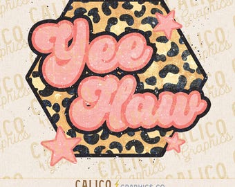 Yeehaw Leopard Print PNG | Modny wzór koszuli w stylu western (pobieranie cyfrowe)