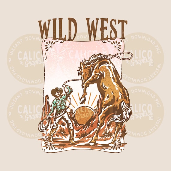 Wild West Roping Cowboy HorseWestern Instant Digital Download | Trendy Western Designs, Western PNG files, Trendy Shirt PNG Downloads