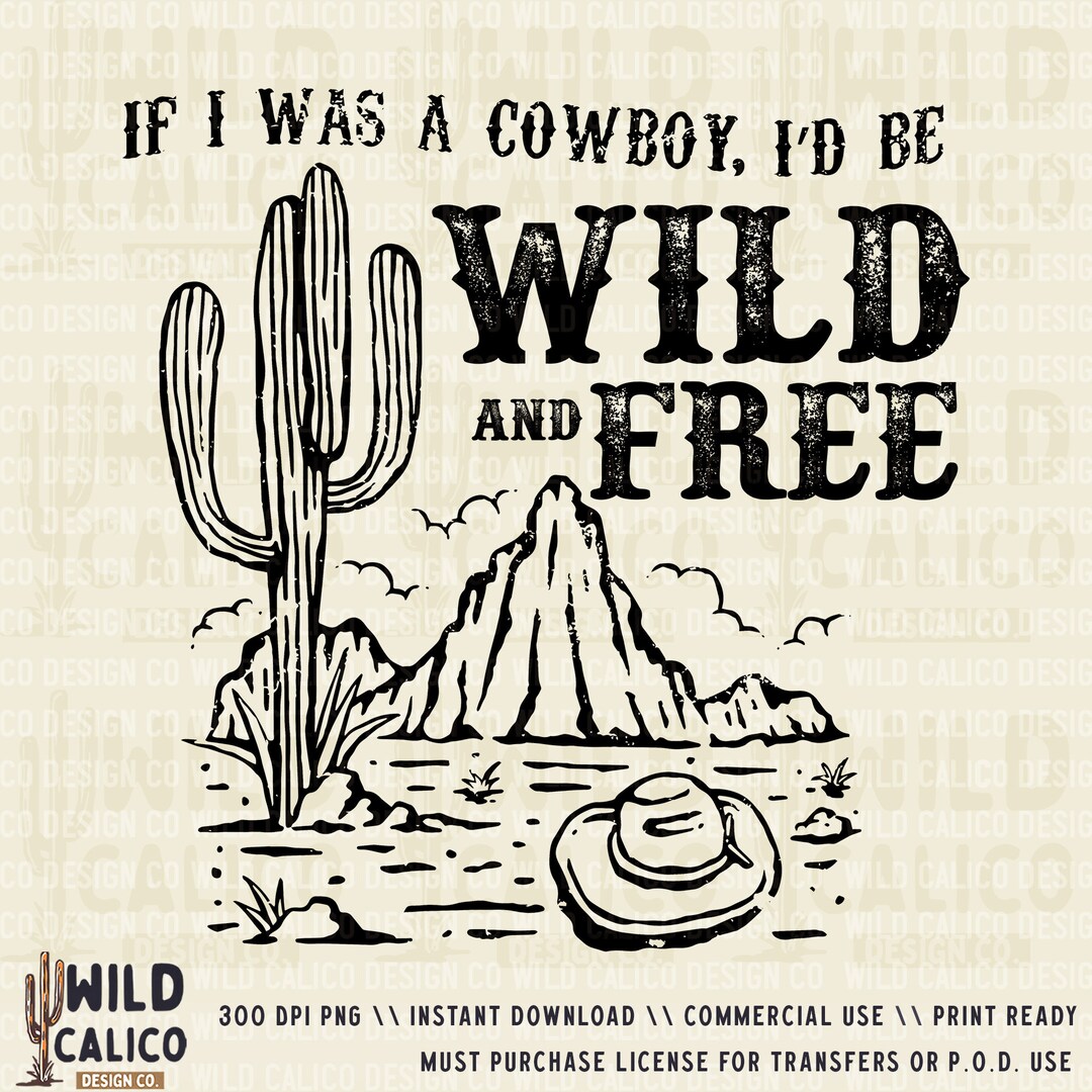 Wild and Free Cowboy Western Instant Digital Download Trendy Western ...