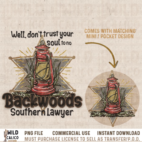 Backwoods Southern Lawyer Soul with Pocket Design | Western Sublimations, Designs Downloads, Shirt Design PNG, Sublimation Downloads