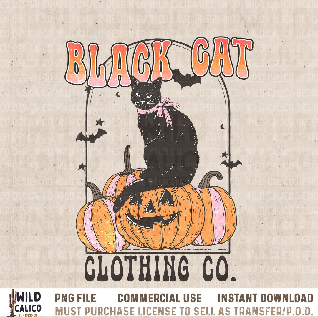 Black Cat Clothing Co Retro Sublimations, Halloween Sublimations