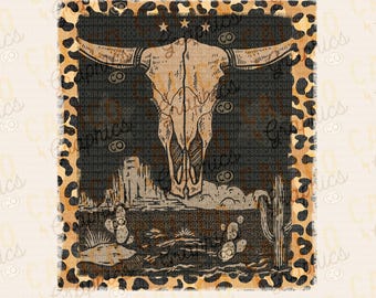 Desert Cow Skull Leopard Print Western Instant Digital Download | Trendy Western Designs, Western PNG, Trendy Shirt PNG, Trendy PNG Download