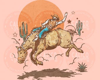 Western PNG | Cowboy Desert Sunset | DTF Screen Print Sublimation File