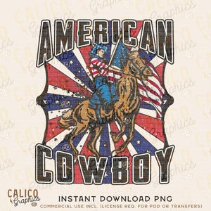 American Flag Rodeo Cowboy Bronco Western Instant Digital Download | Trendy Western Designs, Western PNG files, Trendy Shirt PNG Downloads