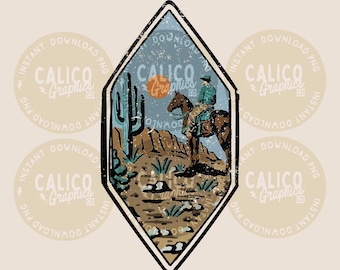 Western PNG | Cowboy Desert Diamond | DTF Sublimation POD Screen Print Digital Download