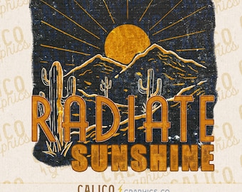 Radiate Sunshine Desert Sunset PNG | Western Graphic (Digital Download)