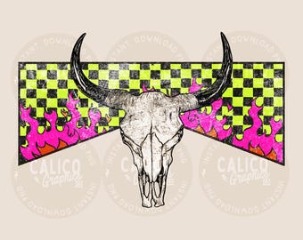Westerse PNG Trendy Yallternative Koeienschedel Sigarettenetiket Grafisch Ontwerp Sublimatie DTF Directe Digitale Download