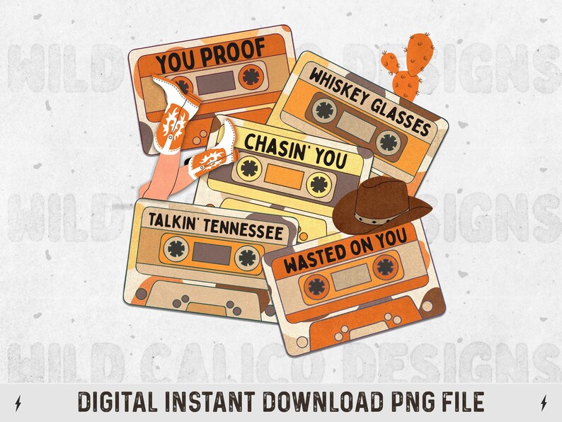 Country Cassette Tapes Country Music Sublimations Western Etsy