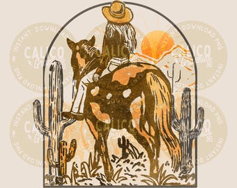 Western PNG | Desert Cowgirl | DTF Sublimation POD Screen Print Digital Download