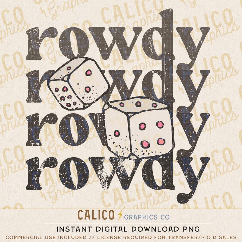Rowdy Dice Pink Checkered Western Instant Digital Download | Trendy ...