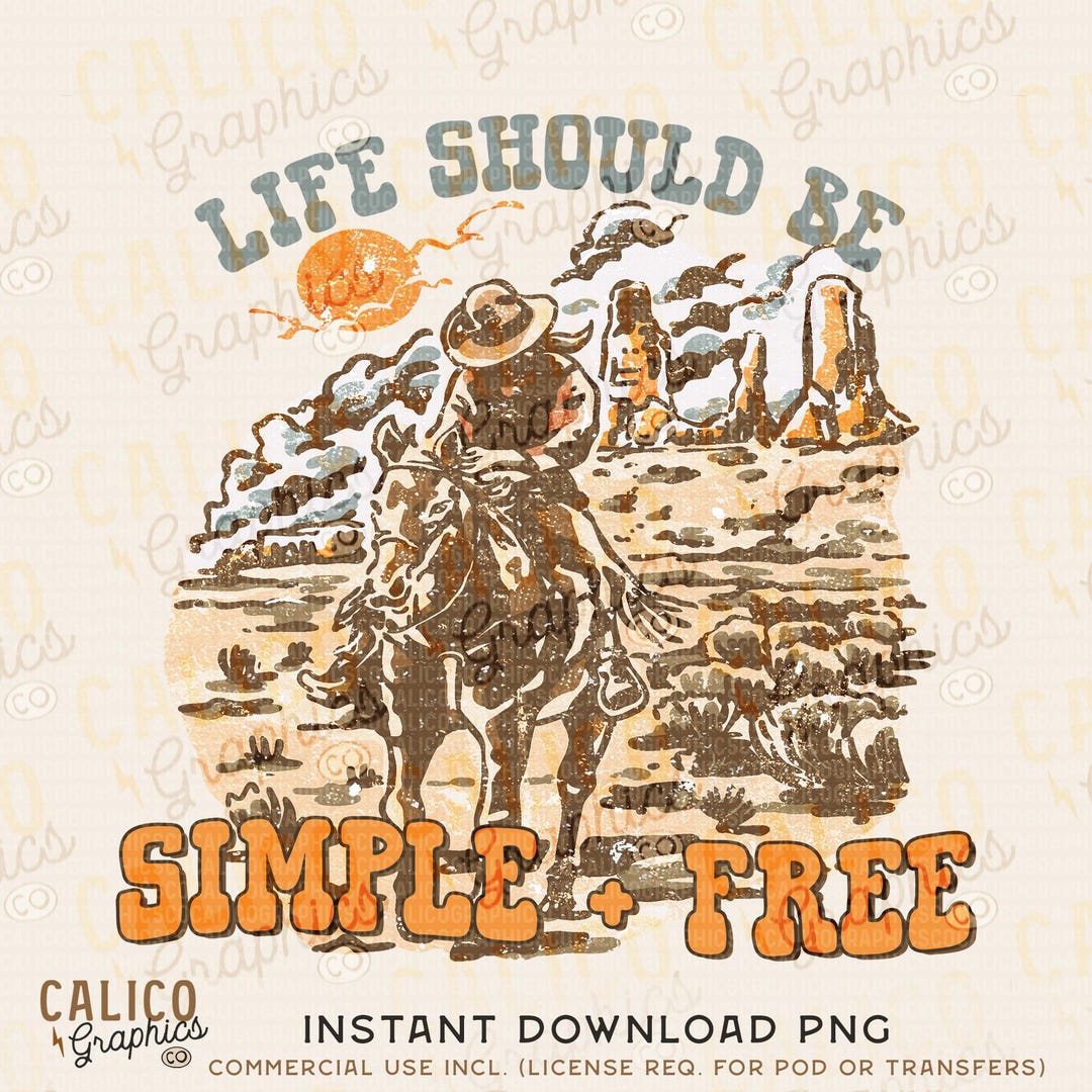 Western Graphics Simple Simple and Free Life Western Instant Digital Download | Trendy Western ...