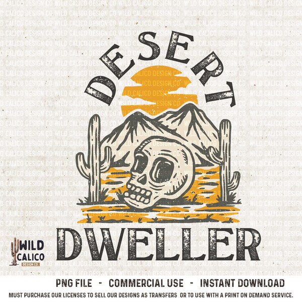 Desert Dweller Skull | Retro Sublimations, Western PNG Sublimations, Designs Downloads, PNG Clipart, Shirt Design, Sublimation Download