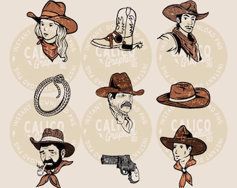 Western PNG | Cowboys and Cowgirls  | DTF Sublimation POD Screen Print Digital Download