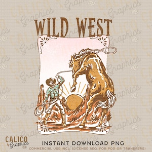Wild West Roping Cowboy HorseWestern Instant Digital Download | Trendy Western Designs, Western PNG files, Trendy Shirt PNG Downloads