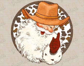 Western Cowboy Santa Claus Christmas Instant Digital Download | Trendy Western Designs, Western PNG files, Trendy Shirt PNG Downloads
