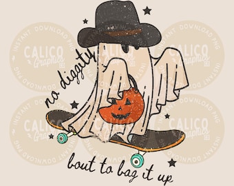 Western PNG No Diggity Bout To Bag It Up Cowboy Ghost Halloween | DTF & Sublimatieontwerp | Directe digitale download