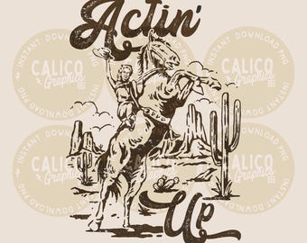Western PNG Actin' Up Cowgirl Music | DTF & Sublimation Design | Instant Digital Download