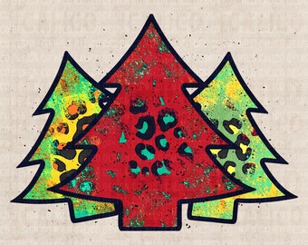 Western Leopard Christmas Trees | Retro Sublimations, Christmas PNG, Designs Downloads, PNG Clipart, Shirt Design, Sublimation Download