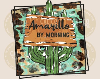 PNG de música country de los 90 / Western Amarillo By Morning / Descarga digital DTF Archivo de sublimación para serigrafía