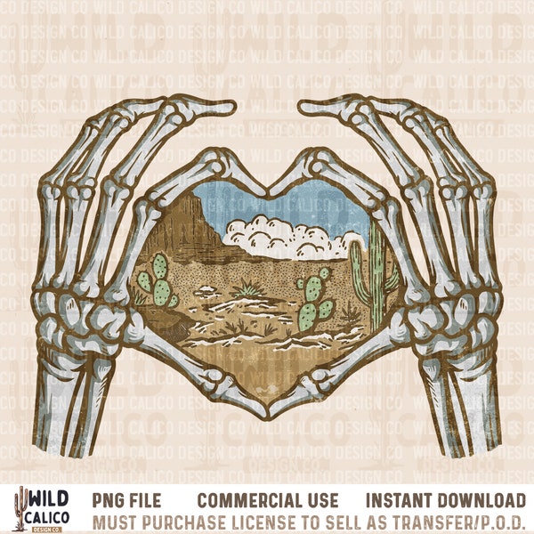 Desert Skeleton Heart Hands | Retro Sublimations, Country Western PNG,  Designs Downloads, PNG Clipart, Shirt Design, Sublimation Download