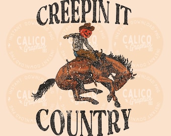 Western PNG Creepin' It Country Halloween Cowboy | DTF & Sublimation Design | Instant Digital Download