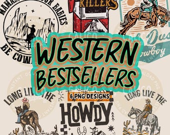 Western Bestsellers PNG BUNDLE Howdy Long Live The Cowboys Cowgirls | DTF & Sublimation Design | Instant Digital Download