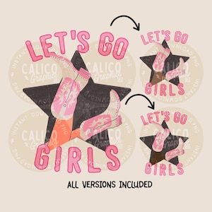 Western PNG Let's Go Girls | DTF i projekt sublimacji | Natychmiastowe pobranie cyfrowe