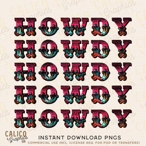 Howdy Howdy Howdy Colorful Pink Teal Western Instant Digital Download | Trendy Western Design, Western PNG, Trendy PNG Downloads
