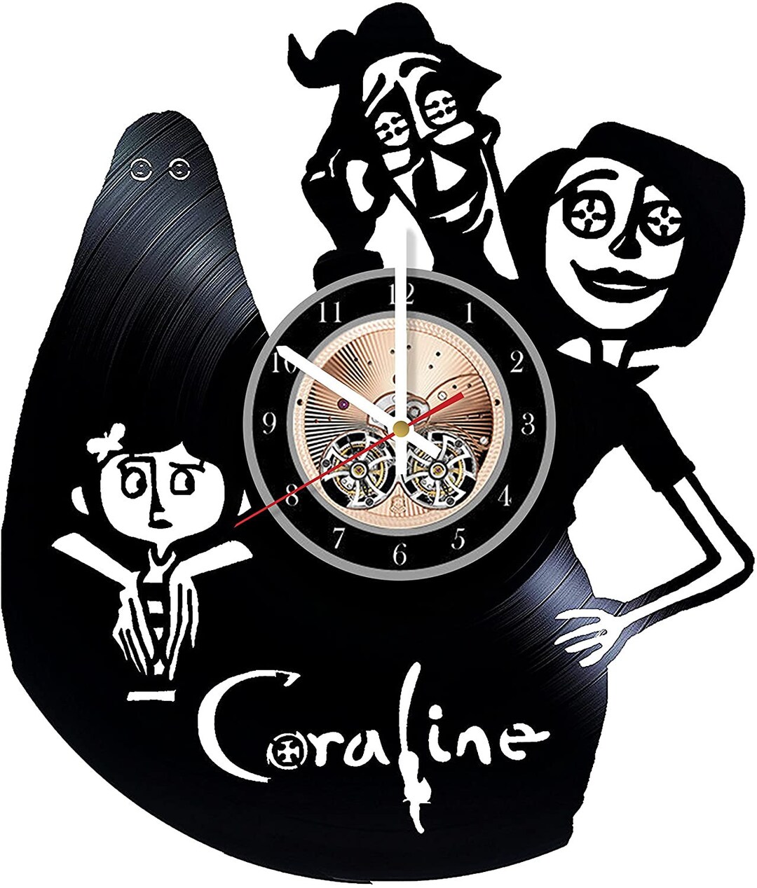 Vinyl Record Cut Out Coraline Vinyl Record Wall Clock Home Etsy