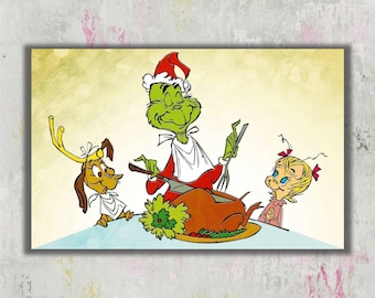 Grinch Poster, Canvas Wall Art, Unframed Nursery Room Decor