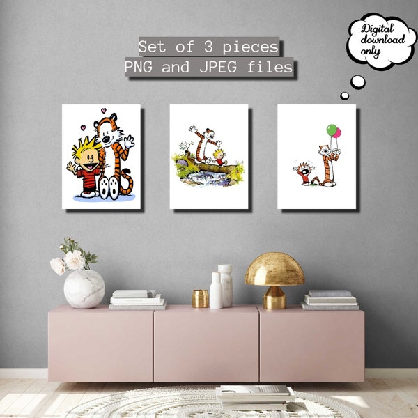 Calvin and Hobbs Print, Digital Comics Print, Printable Digital Poster