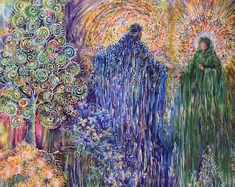 Impresión artística de Mujer en el pozo, pintura religiosa abstracta