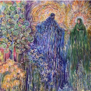 Living Water Print, The Woman at the Well Art Print, Samaritan Woman, Abstract Religious Art