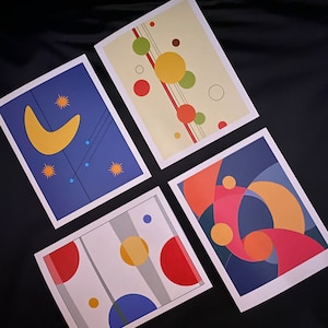 Cartes de correspondance abstraites géométriques, cartes de correspondance vierges Boho abstraites, cartes toutes occasions modernes milieu du siècle, cartes d'art géométrique moderne