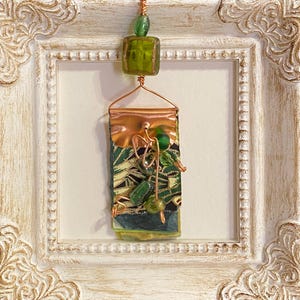 Inspirational pendant with text, unique contemporary copper and paper pendant