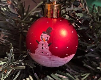 Juego de adornos de muñeco de nieve de dibujos animados pintados a mano, decoración navideña roja